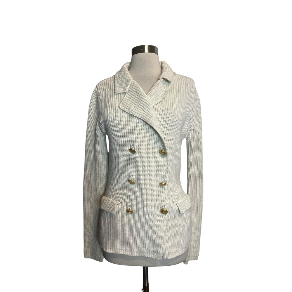 525 America Women's Cardigan Sweater Size Small Ivory Double Breasted Knit